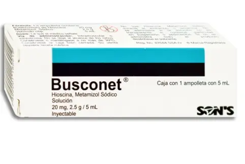 BUSCONET Sol. Iny. c/1 AMPTA. 20 MG-2.5 G/5 ML. Butilhioscina ó ...